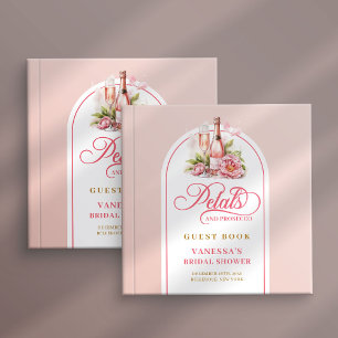 Polierter rosa und goldener Blüten Prosecco Braut- Gästebuch