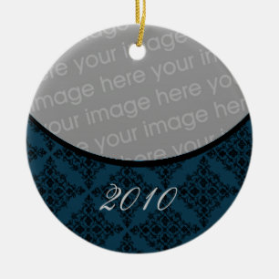 Poliertes Holiday Damask Rund Ornament