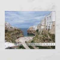Polignano a Mare city beach in Puglia Bar Postkart