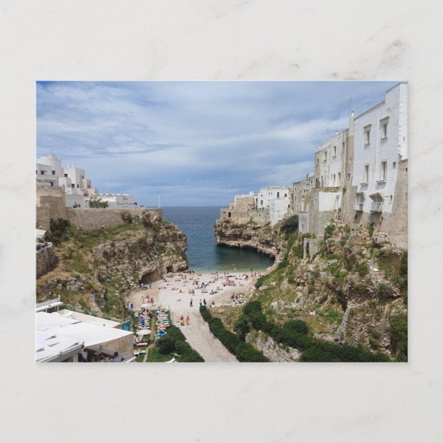 Polignano a Mare city beach in Puglia postcard Postkarte (Vorderseite)