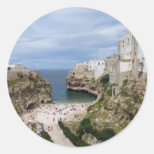 Polignano a Mare Stadt Strandaufkleber Runder Aufkleber (Vorderseite)