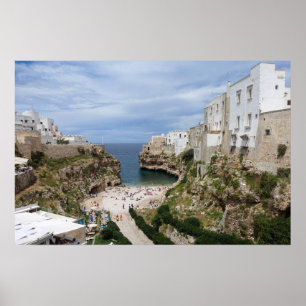 Polignano a Mare Stadtstrand in Puglia Poster