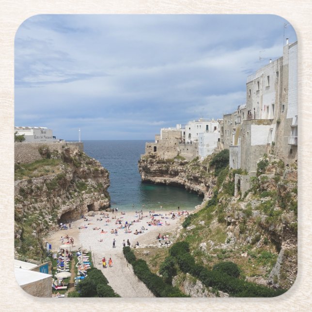 Polignano ein Stutenstadtstrand in Rechteckiger Pappuntersetzer (Vorderseite)