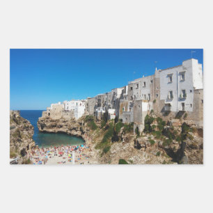 Polignano Mare Bari Italien Strand Sehenswürdigkei Rechteckiger Aufkleber