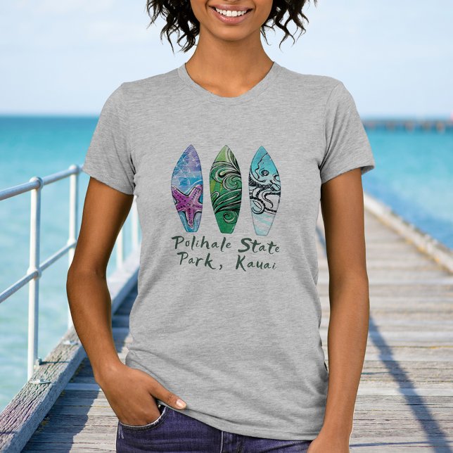 Polihale Kauai Watercolor Surfboards T-Shirt (Von Creator hochgeladen)