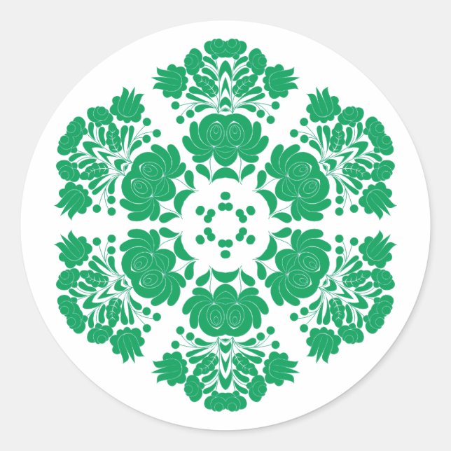 Polish design flowers runder aufkleber (Vorderseite)
