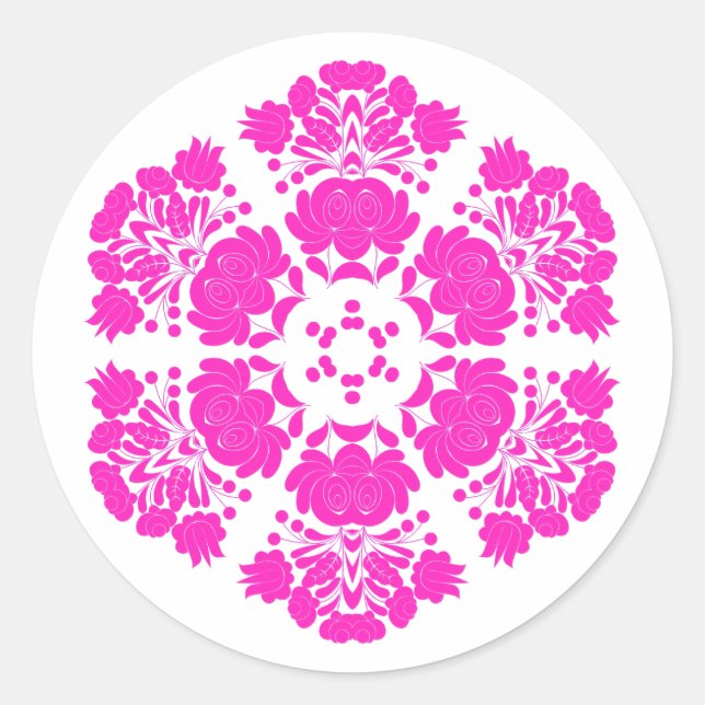 Polish design flowers runder aufkleber (Vorderseite)