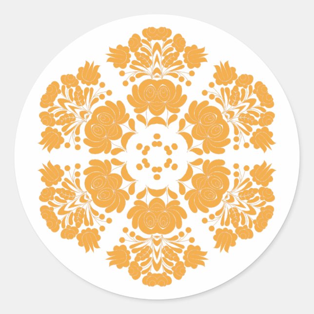 Polish design flowers runder aufkleber (Vorderseite)