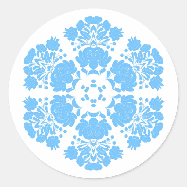 Polish design flowers runder aufkleber (Vorderseite)