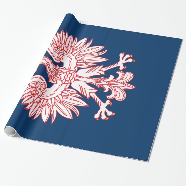 Polish Eagle Outlined In Red Geschenkpapier (Ungerollt)