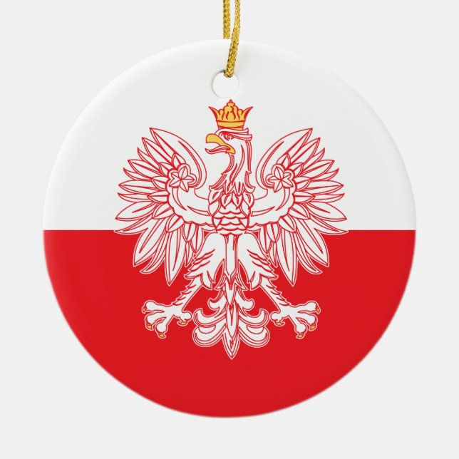 Polish Eagle Outlined In Red Keramik Ornament (Vorne)