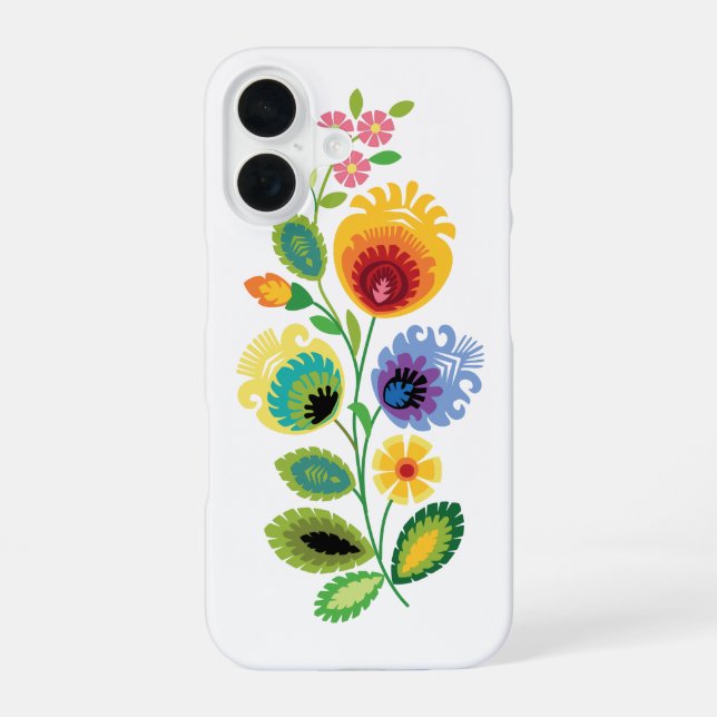 Polish Folk Flowers Yellow iPhone 16 Hülle (Rückseite)