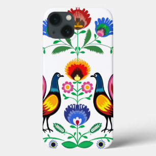 Polish Folk With Decorative Floral & Cockerels iPhone 13 Hülle