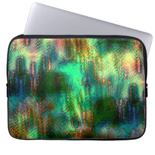Polish stains and texture mix, burnt green yellow  laptopschutzhülle