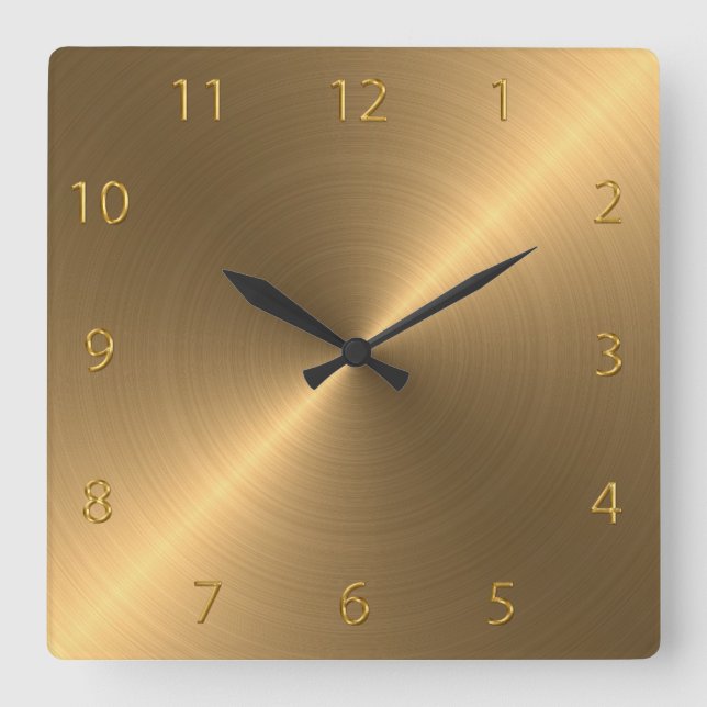 Polished Brushed Metal Quadratische Wanduhr (Vorderseite)