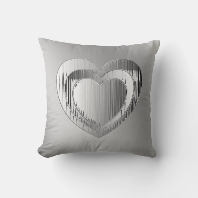 Polished Chrome Textured Heart Kissen (Vorderseite)