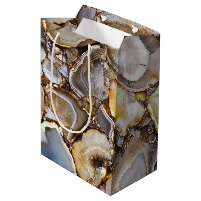 Polished Geode Stones Mittlere Geschenktüte (Rückseite Schrägansicht)
