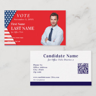 Political Custom Election Campaign Red Candidate Visitenkarte