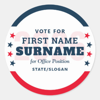Political Election Custom Campaign Candidate Name Runder Aufkleber