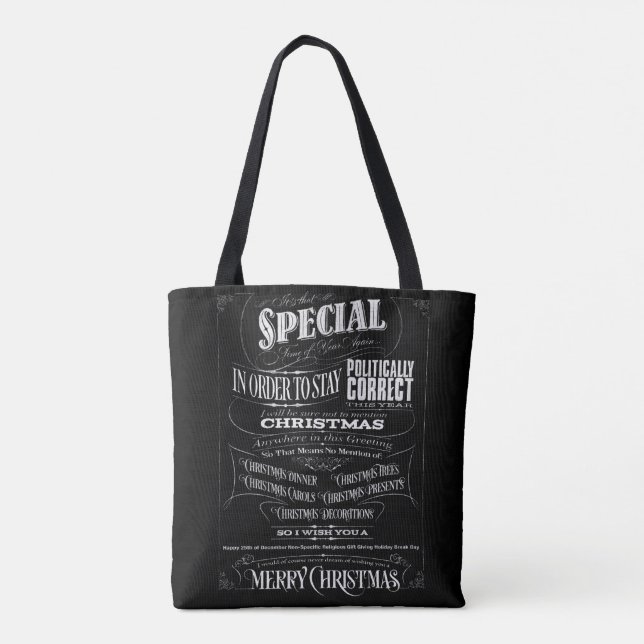 Politisch in/richtig khalkboard frohe Weihnachten Tasche (Rückseite)