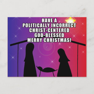 Politisch inkorrekte christliche Weihnachtskarte Postkarte