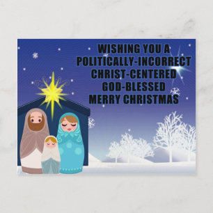 Politisch inkorrekte christliche Weihnachtskarte Postkarte