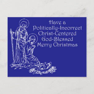 Politisch inkorrekte christliche Weihnachtskarte Postkarte