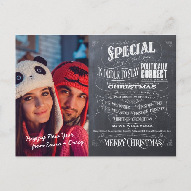 Politisch korrekt Geweckt Weihnachtsfeiertage Feiertagspostkarte (Vorderseite)