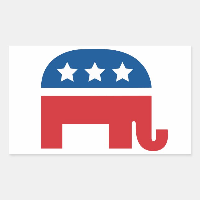 Politische Grafik - Republikanischer Elefant Rechteckiger Aufkleber (Vorderseite)