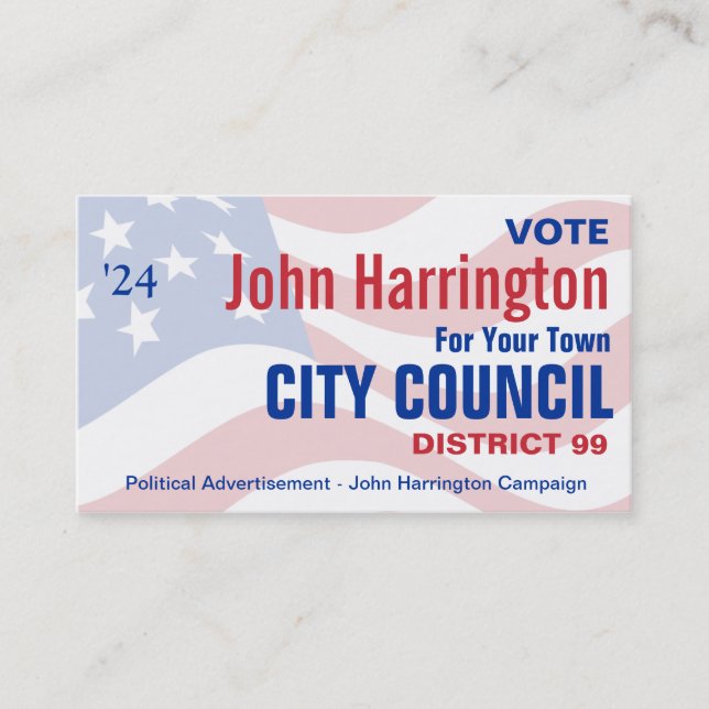 Politische Kampagne - City Council Business Card Visitenkarte (Vorderseite)