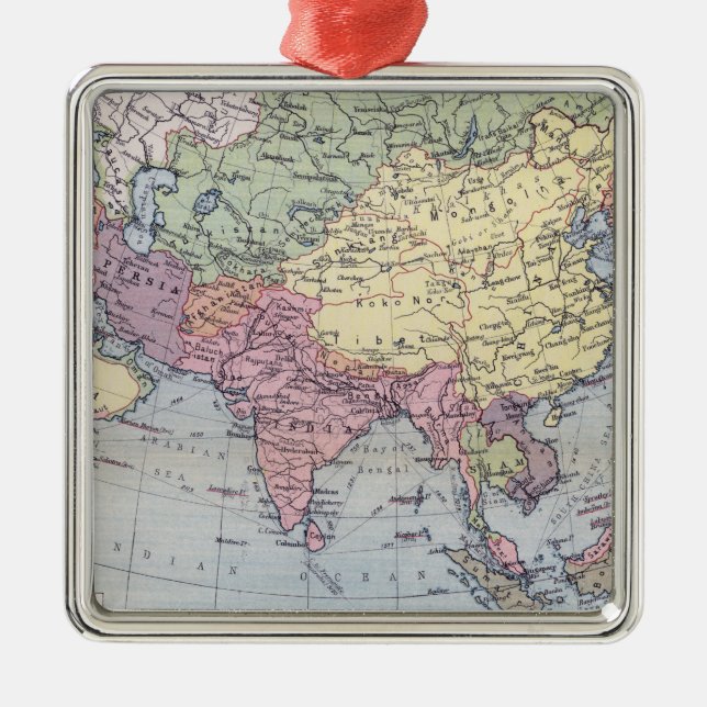 Politische Karte | Asien Ornament Aus Metall (Vorne)