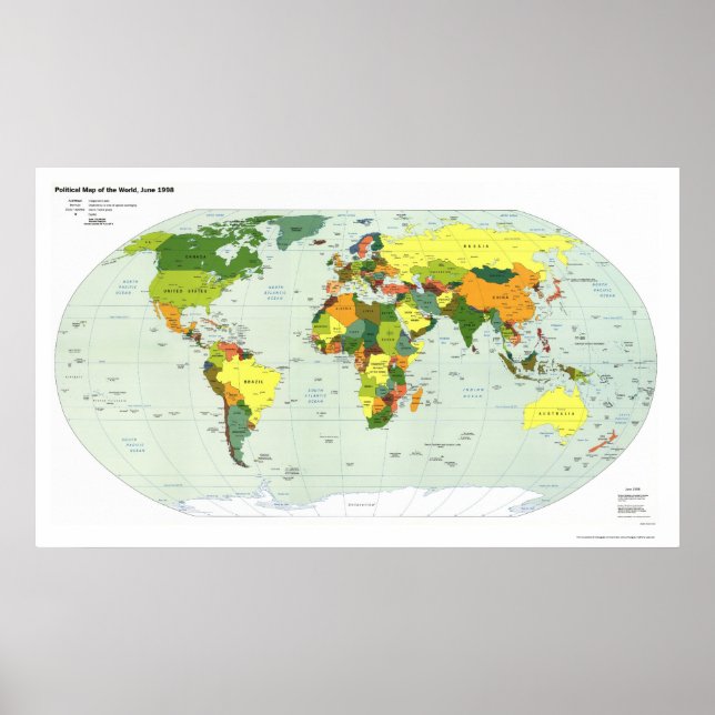Politische Karte der Welt - 1998 Poster (Vorne)