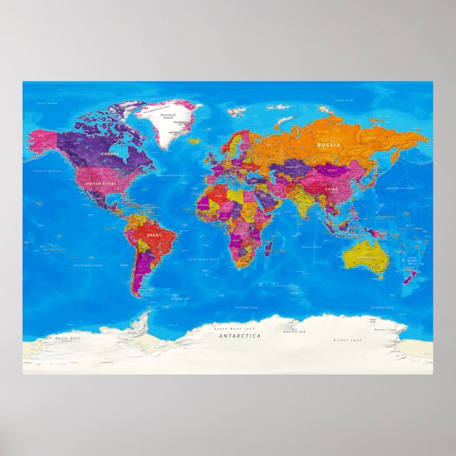 Politische Karte der Welt Poster (Vorne)