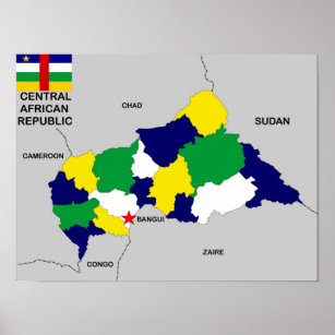 Politische Karte der Zentralafrikanischen Republik Poster