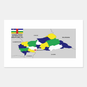 Politische Karte der Zentralafrikanischen Republik Rechteckiger Aufkleber