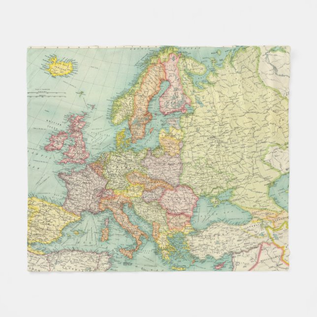Politische Karte Europas Fleecedecke (Vorderseite (Horizontal))