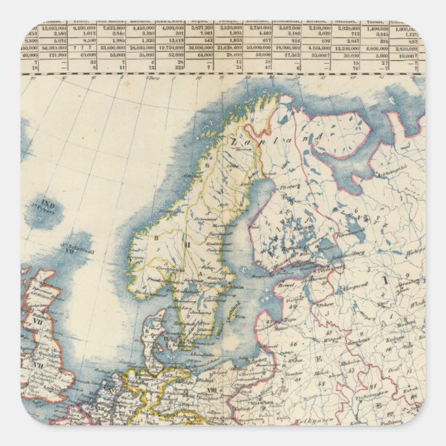 Politische Karte Europas Quadratischer Aufkleber (Vorderseite)