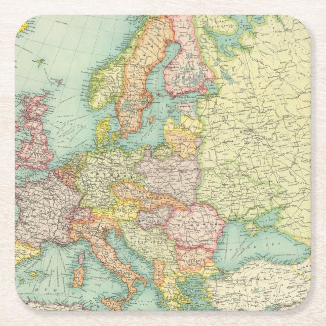 Politische Karte Europas Rechteckiger Pappuntersetzer (Vorderseite)