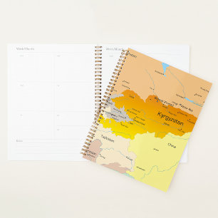 Politische Karte Kirgisistans und Zentralasiens Planer