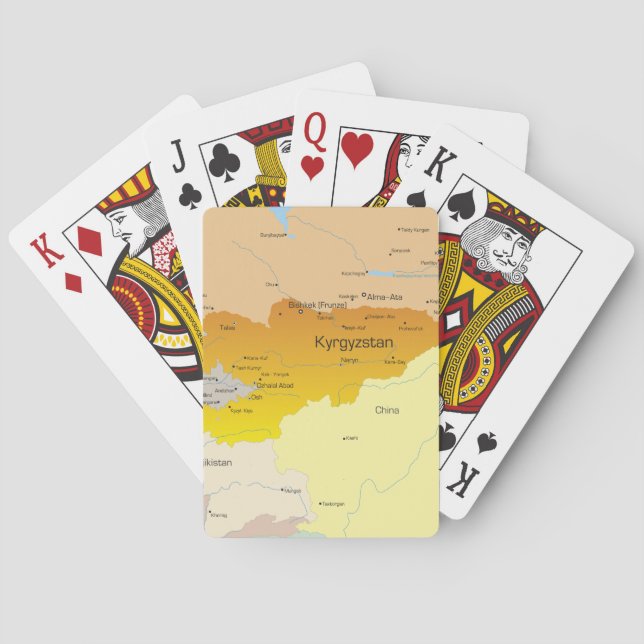 Politische Karte Kirgisistans und Zentralasiens Spielkarten (Rückseite)