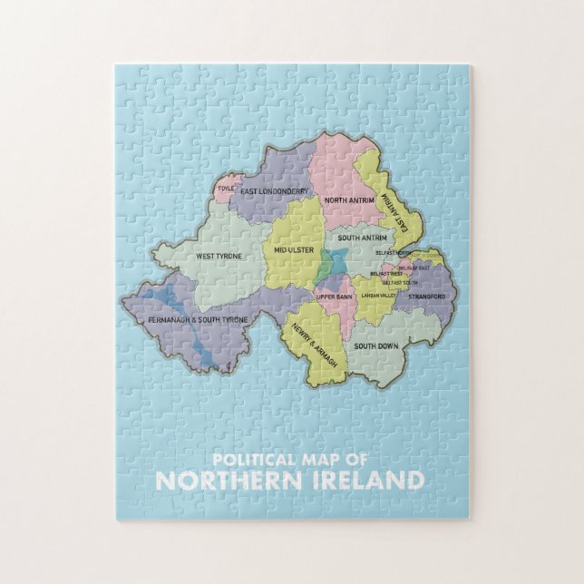 Politische Karte Nordirlands. (Vertikal)