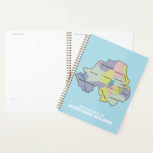 Politische Karte Nordirlands. Notizbuch Planer