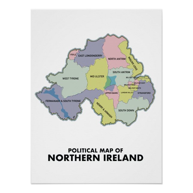 Politische Karte Nordirlands. Poster (Vorderseite)