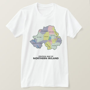Politische Karte Nordirlands. T-Shirt