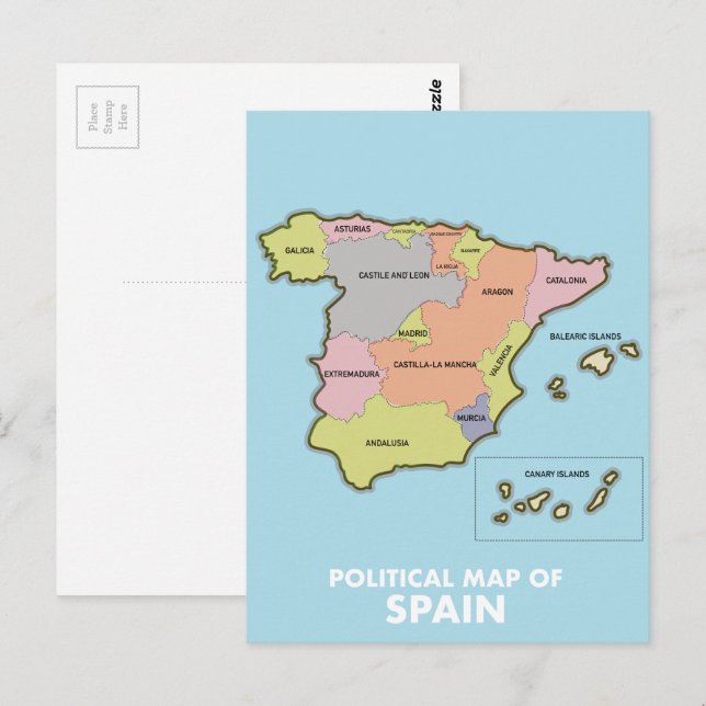 Politische Karte Spaniens. (Vorne/Hinten)