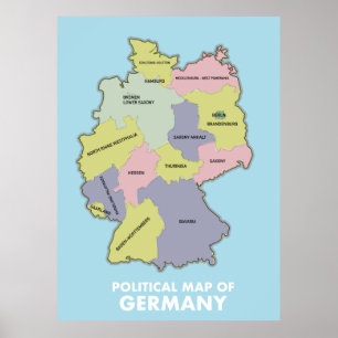 Politische Karte von Deutschland Poster