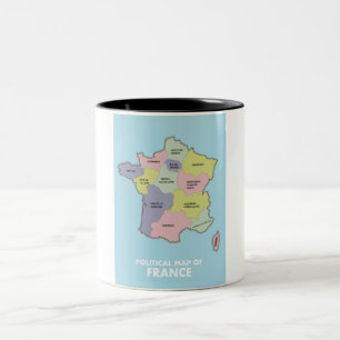 Politische Karte von Frankreich Zweifarbige Tasse