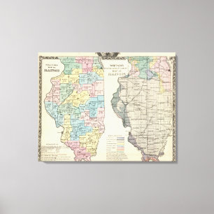 Politische Karte von Illinois Leinwanddruck