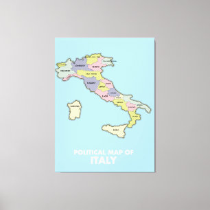 Politische Karte von Italien Leinwanddruck