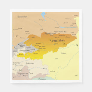 Politische Karte von Kirgisistan und Zentralasien Serviette